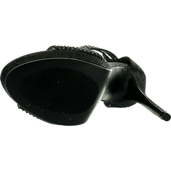 Bling-1 Women's Glitter Stiletto Ankle Cuff Back Zip Dress Sandals - Picture 4 of 4